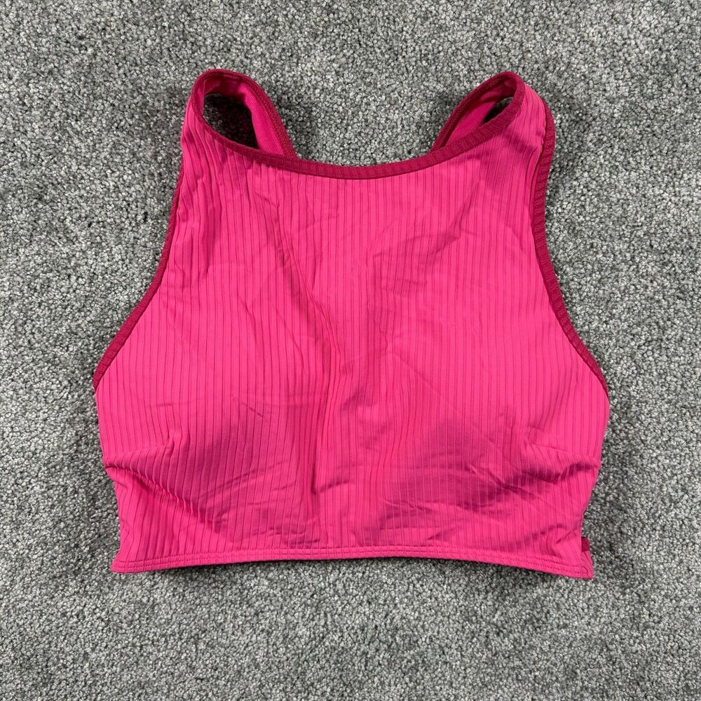GILLY HICKS High Neck Racerback Ribbed Sport Bras Crop Top Womens S Pink